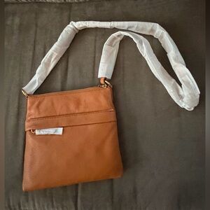 Mark & Graham Tan Leather Crossbody Bag - Slim Shoulder Purse